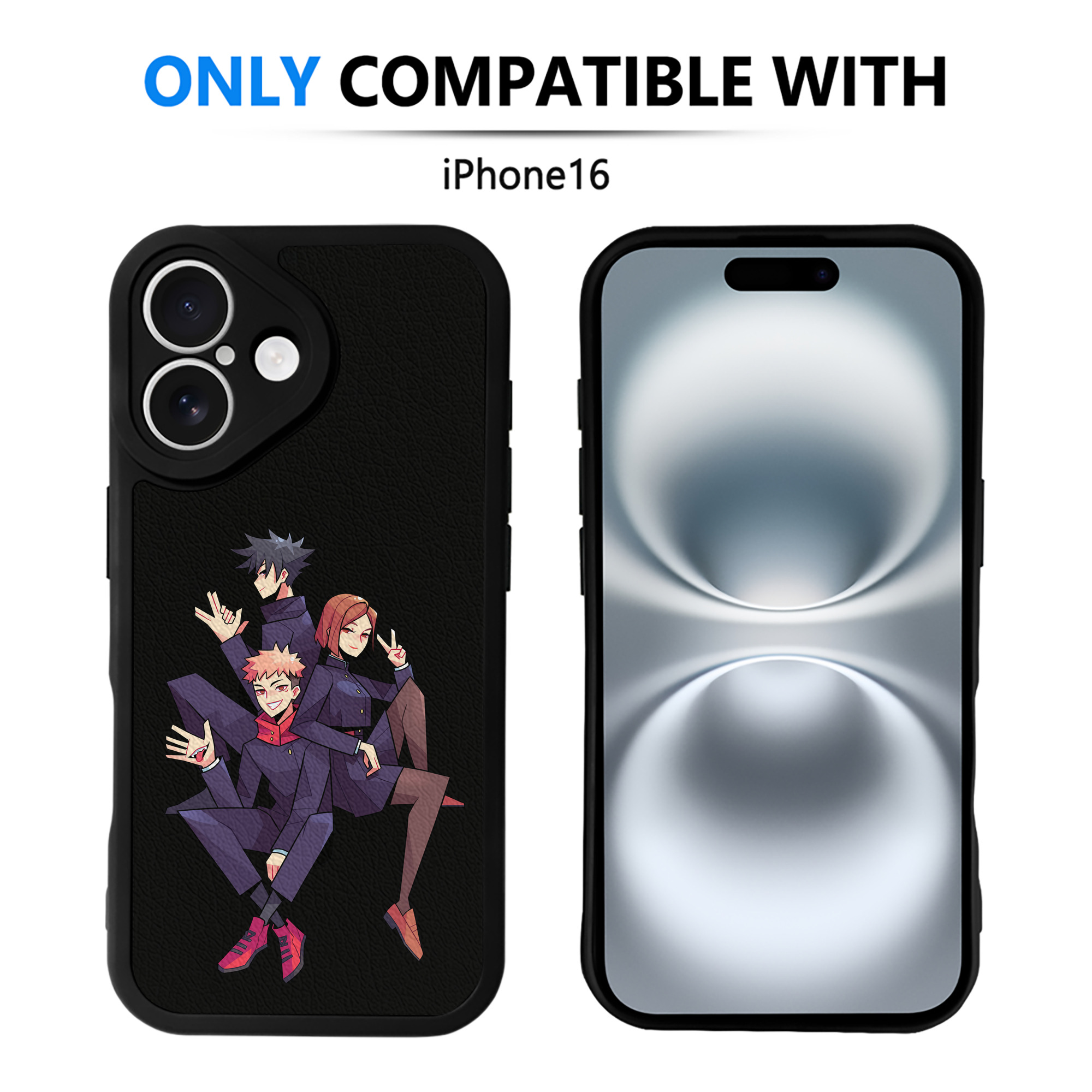 （画像用） 呪術廻戦 Jujutsu Kaisen 【iPhone 16シリーズ対応】シリコンスマホケース（レザー調） 材質：シリコン